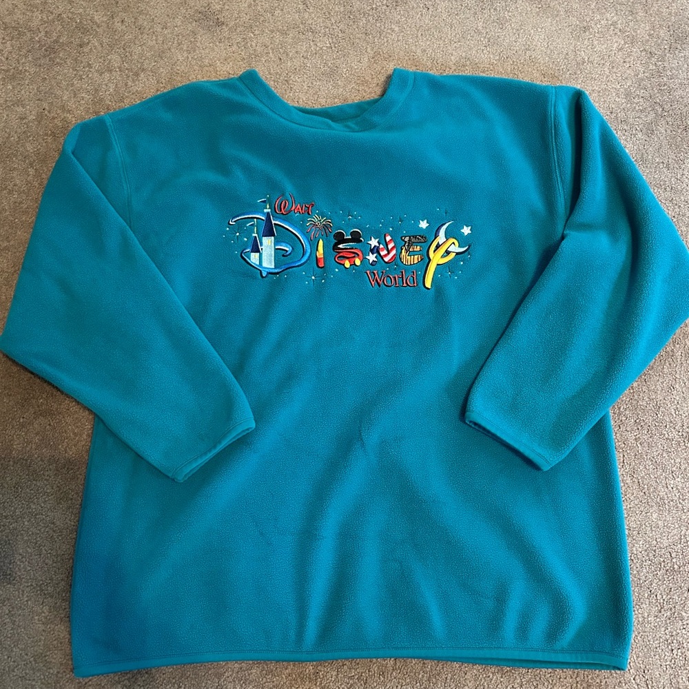 Disney Teal Crewneck Sweatshirt with Colorful Walt Disney World Embroidery